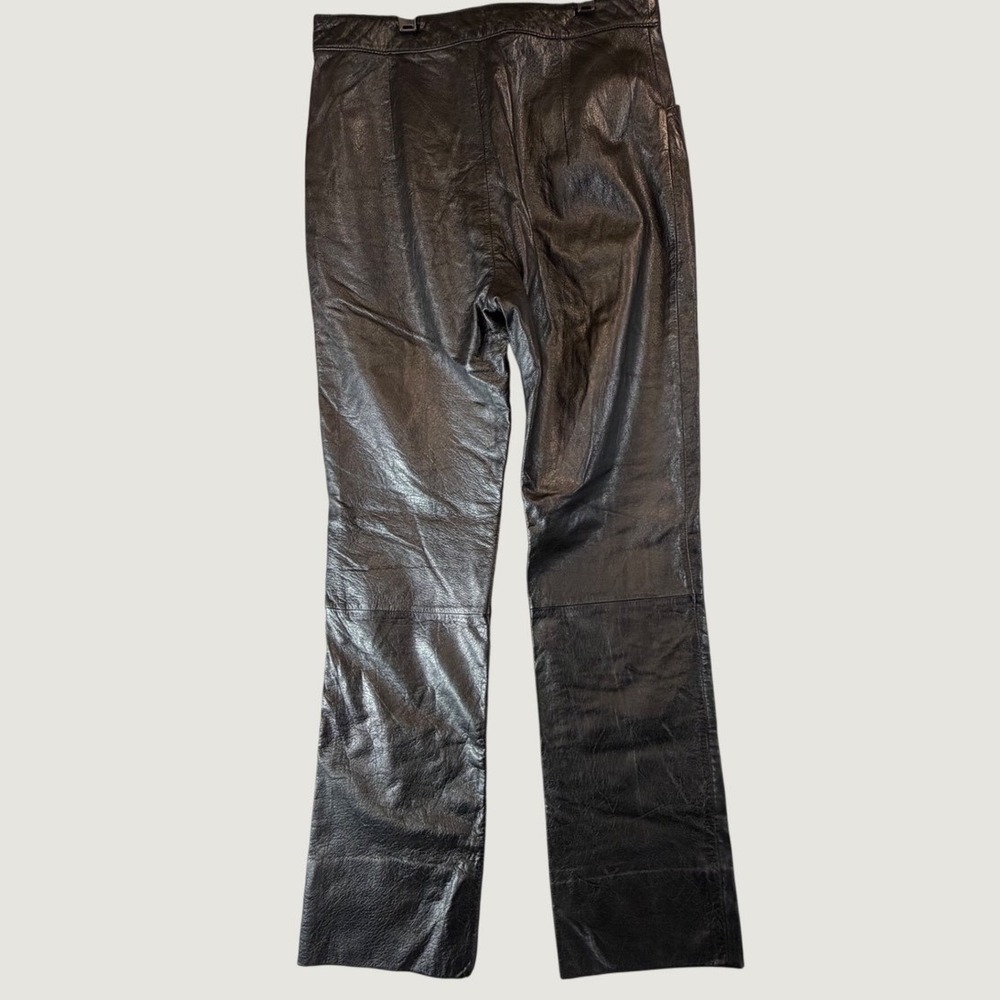 MS. Maxima Leather Pants Women 8 Black Straight Leg High Rise Biker Motorcycle